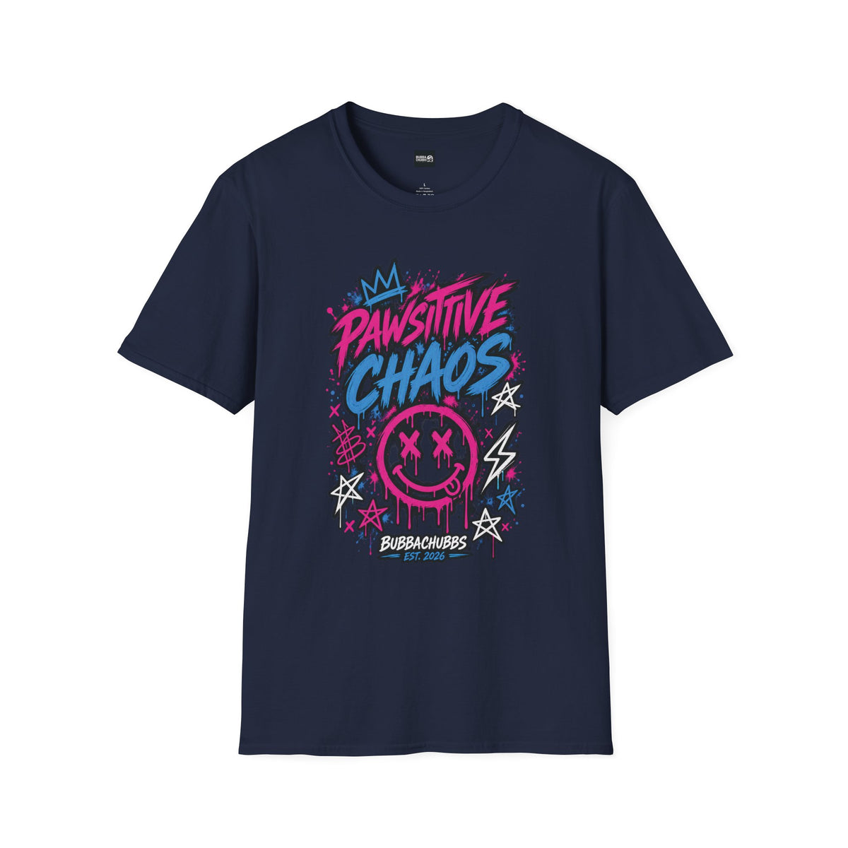 Pawsitive Chaos T-Shirt — Neon Grunge Graphic Tee
