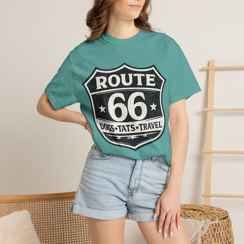 BubbaChubbs Dogs Tats Travel Route 66 Tee Printify