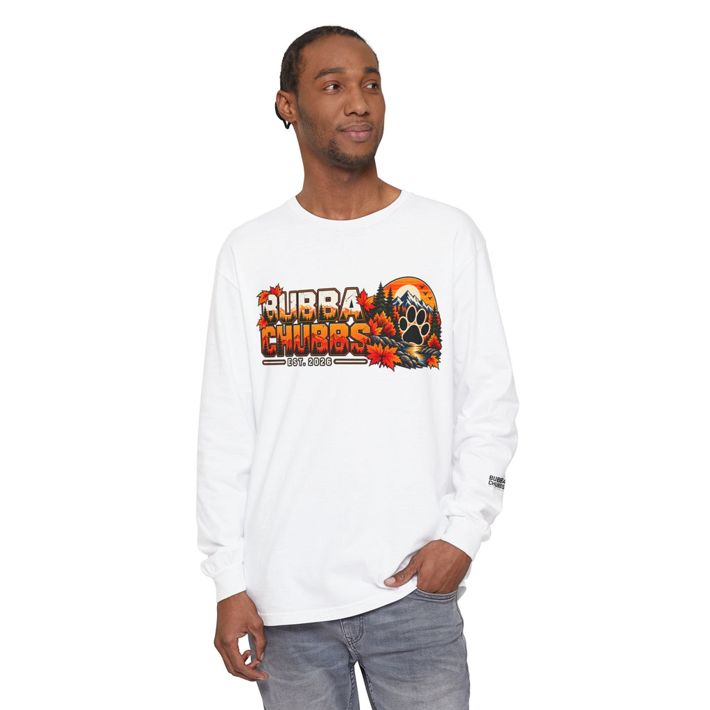 BubbaChubbs Fall Pawprint Long Sleeve Tee — Cozy Autumn Pawprint Graphic