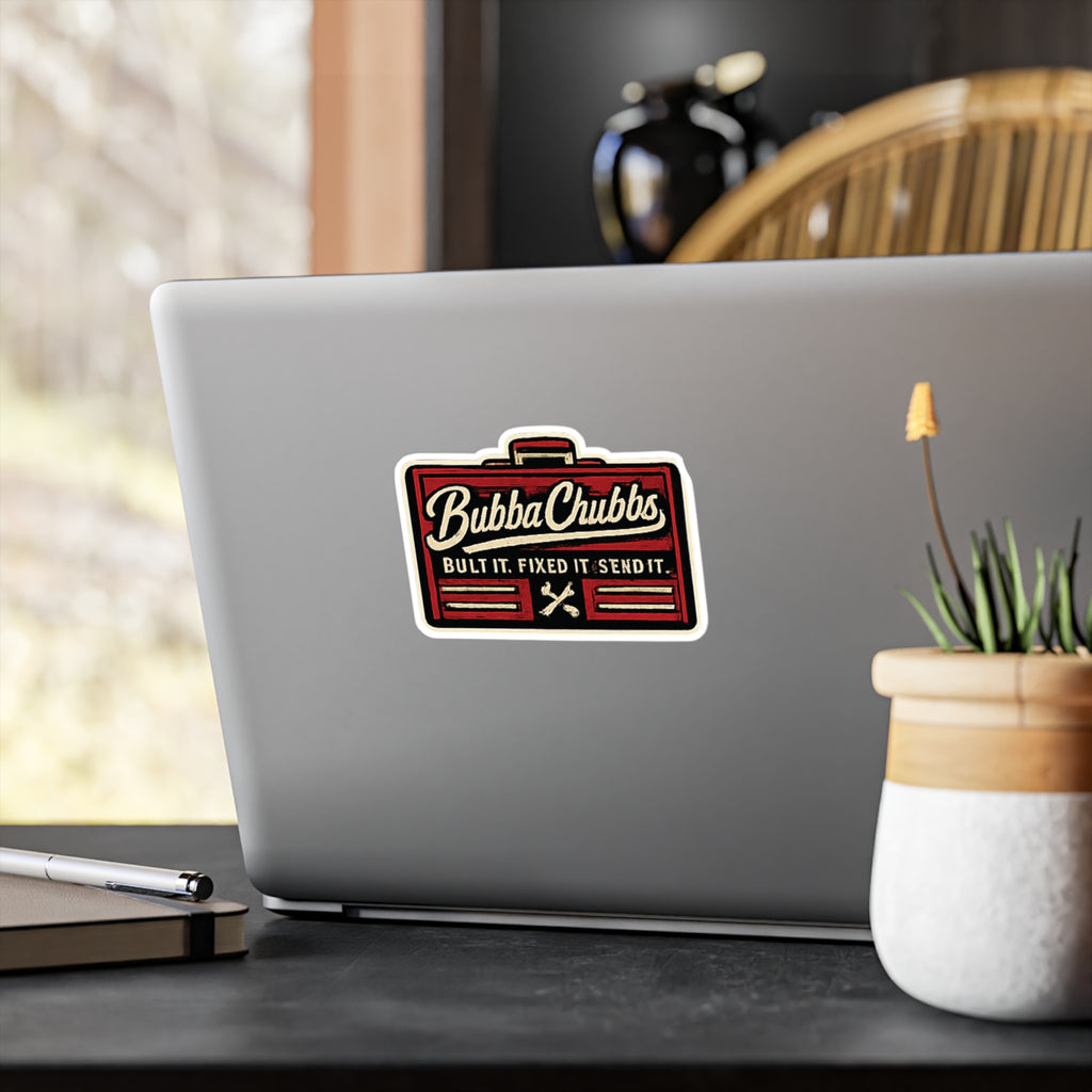BubbaChubbs Logo Vinyl Sticker  - Built it Fixed it Send it -Cut Decal Printify