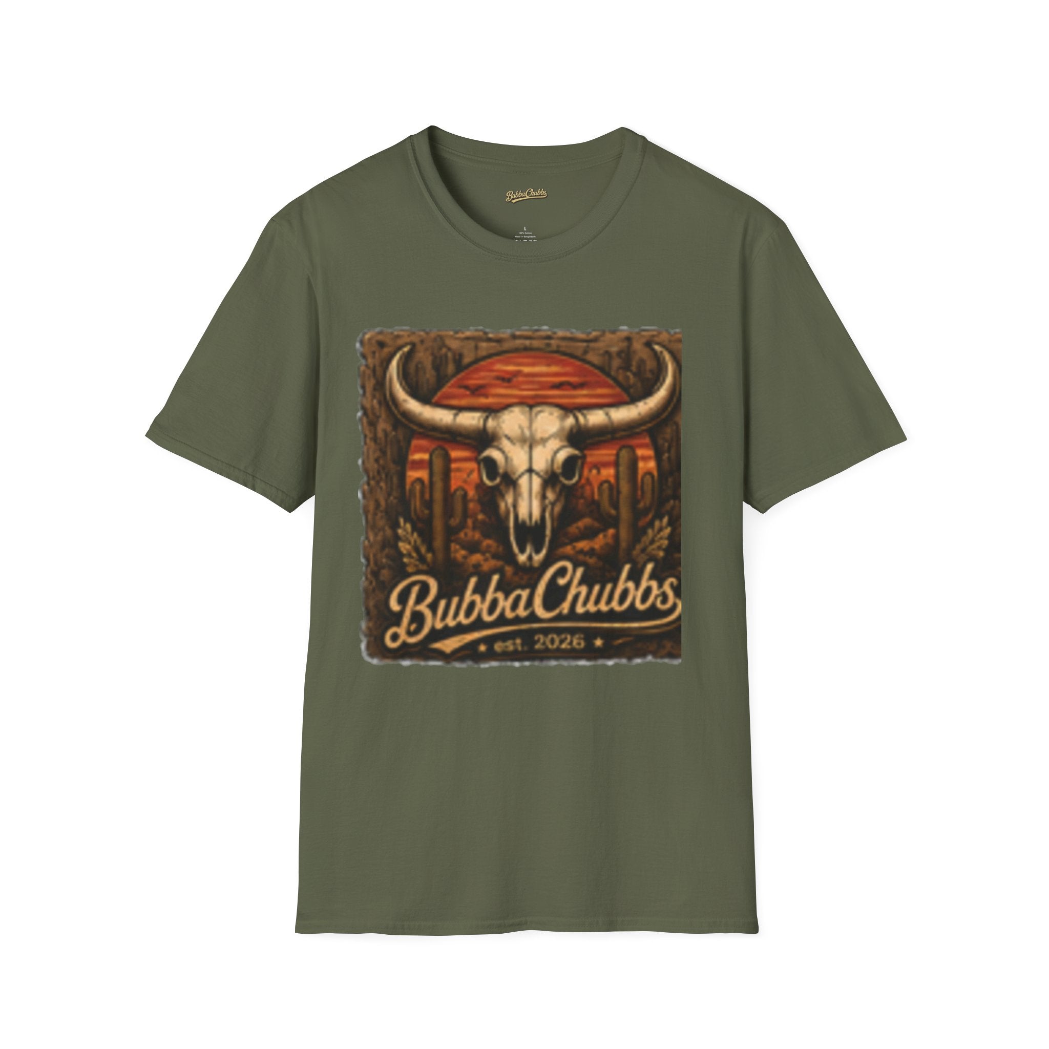 BubbaChubbs Desert Skull Logo T-Shirt New Printify