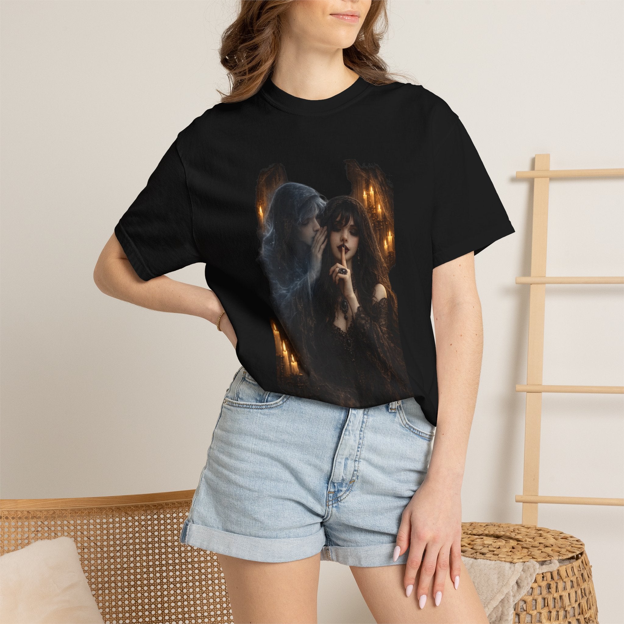 BubbaChubbs Goth Vibe Whispering Style Tee Printify
