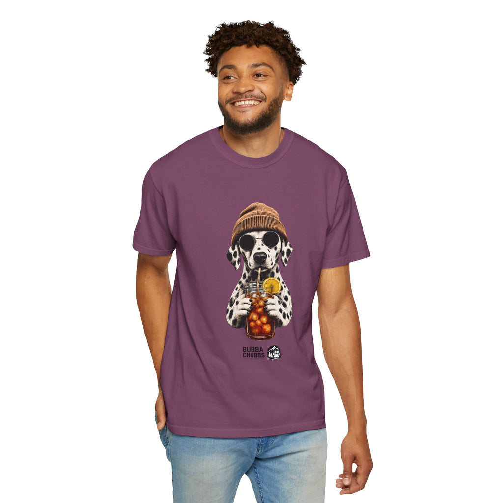 Dalmatian With Bubble Tea T-Shirt — Cute Dog Bubble Tea Graphic Tee Printify