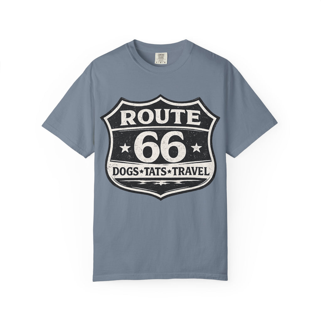 BubbaChubbs Dogs Tats Travel Route 66 Tee Printify