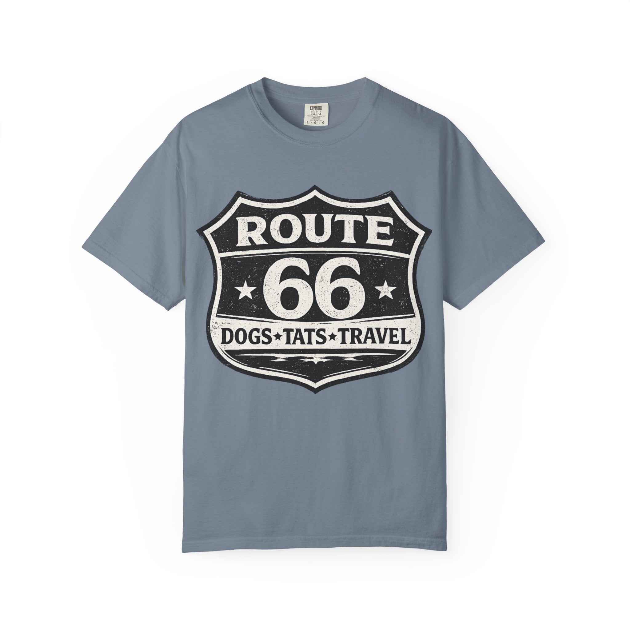 BubbaChubbs Dogs Tats Travel Route 66 Tee Printify