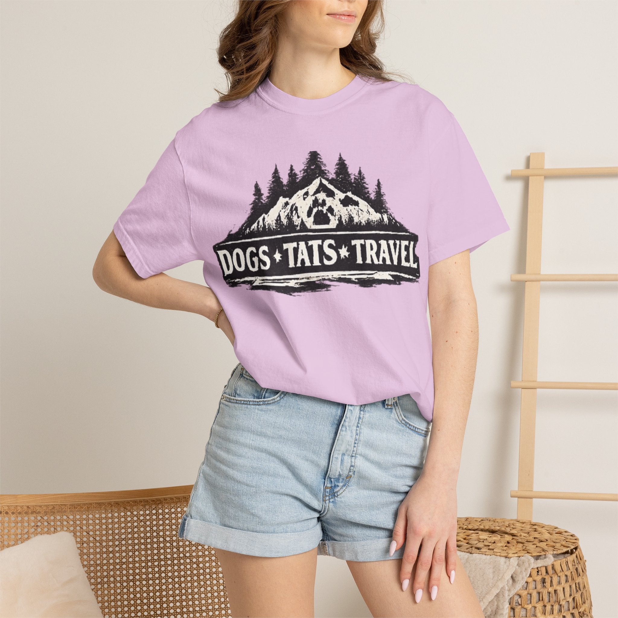 BubbaChubbs Dogs Tats Travel Mountain Tee Printify