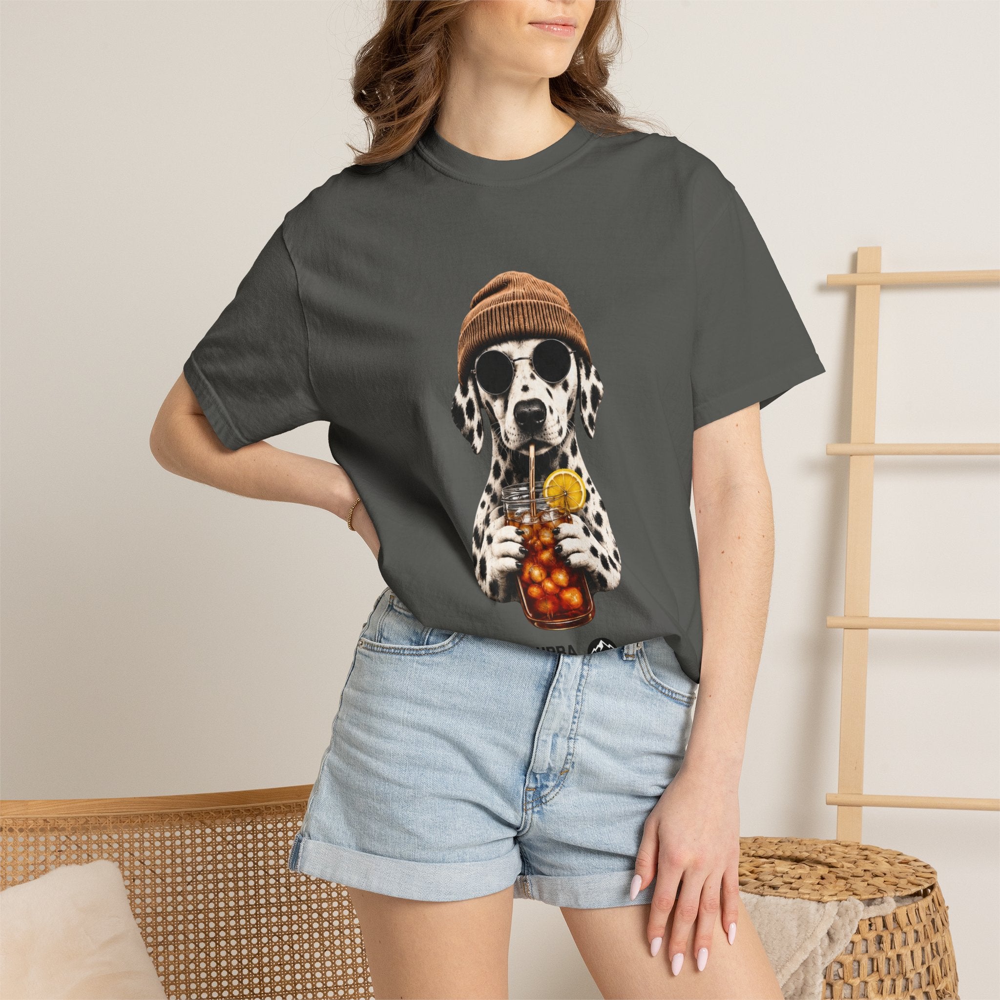 Dalmatian With Bubble Tea T-Shirt — Cute Dog Bubble Tea Graphic Tee Printify