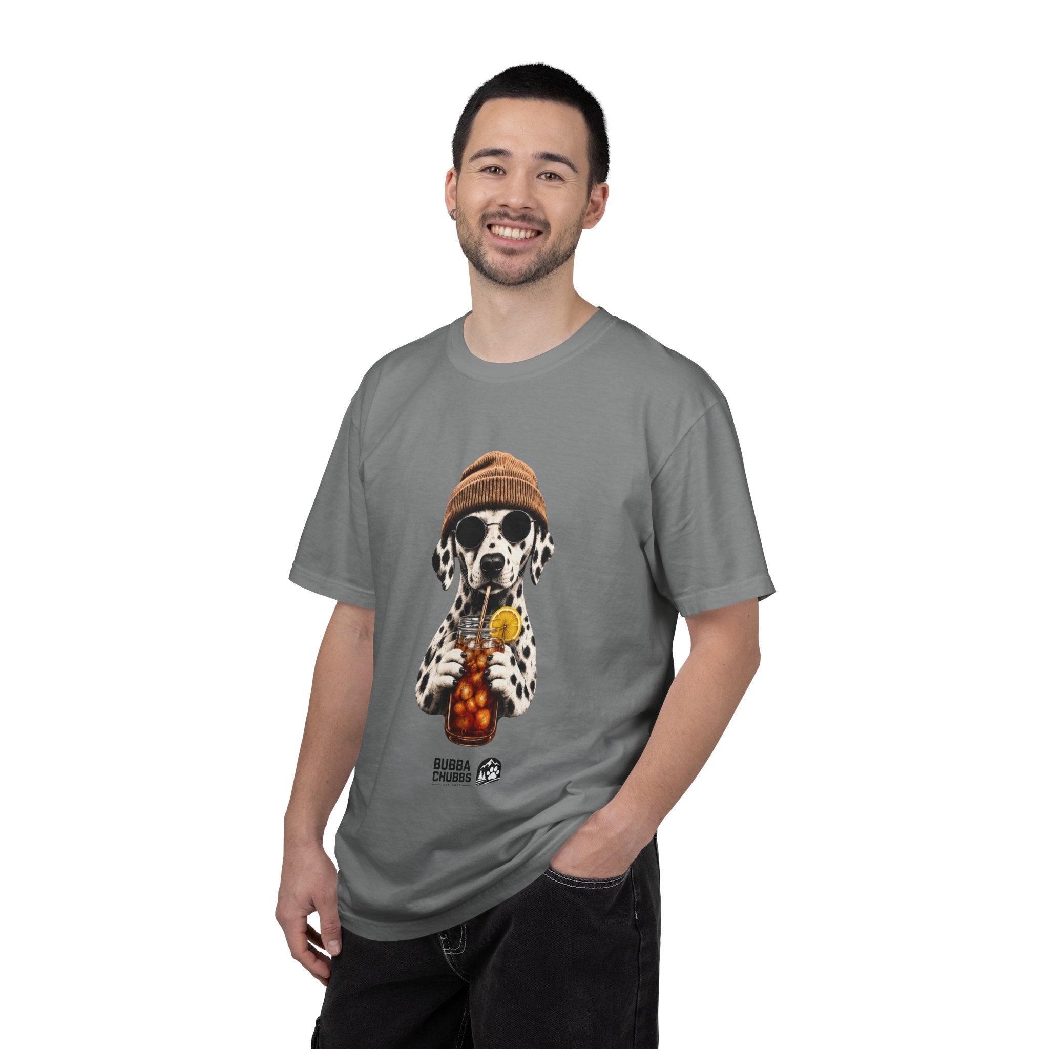 Dalmatian With Bubble Tea T-Shirt — Cute Dog Bubble Tea Graphic Tee Printify