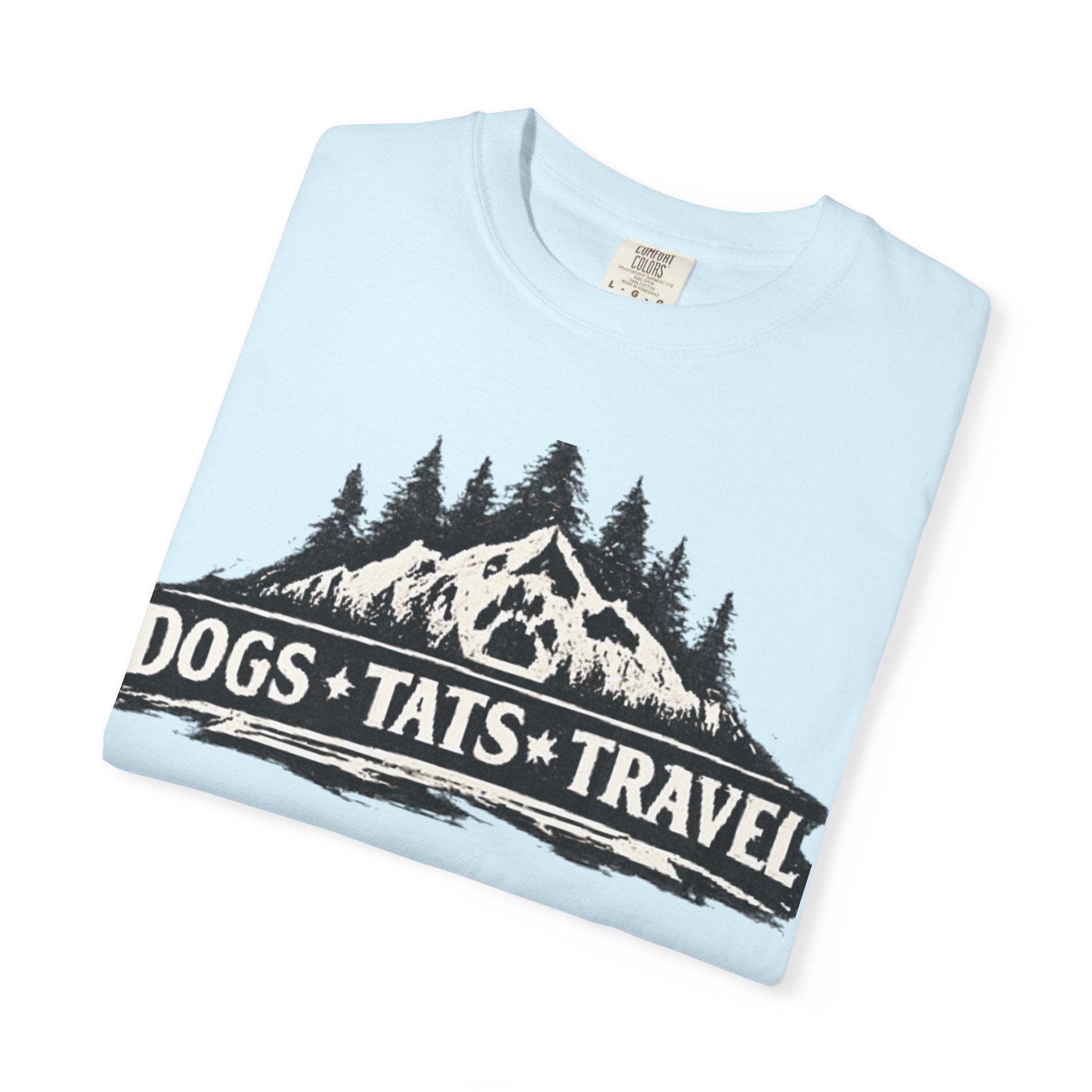 BubbaChubbs Dogs Tats Travel Mountain Tee Printify