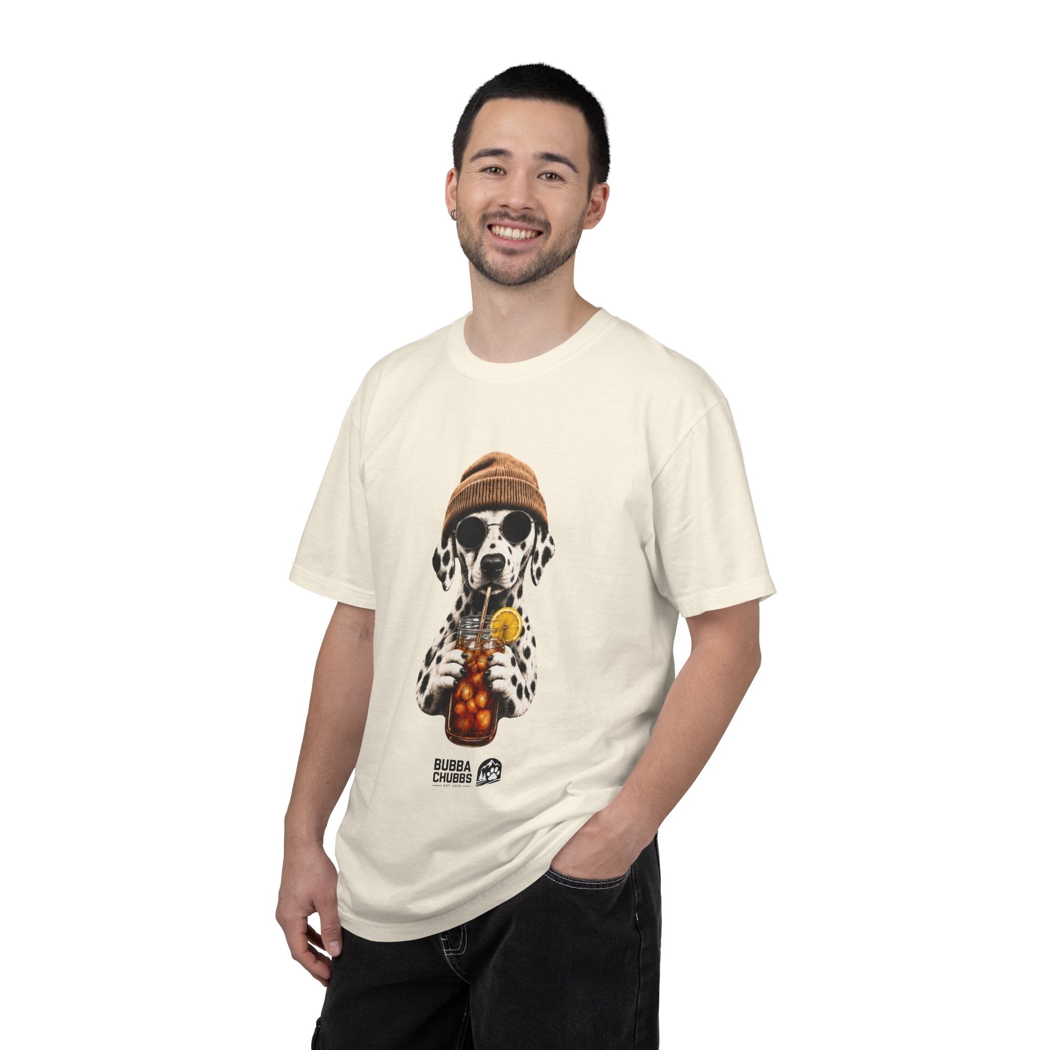 Dalmatian With Bubble Tea T-Shirt — Cute Dog Bubble Tea Graphic Tee Printify