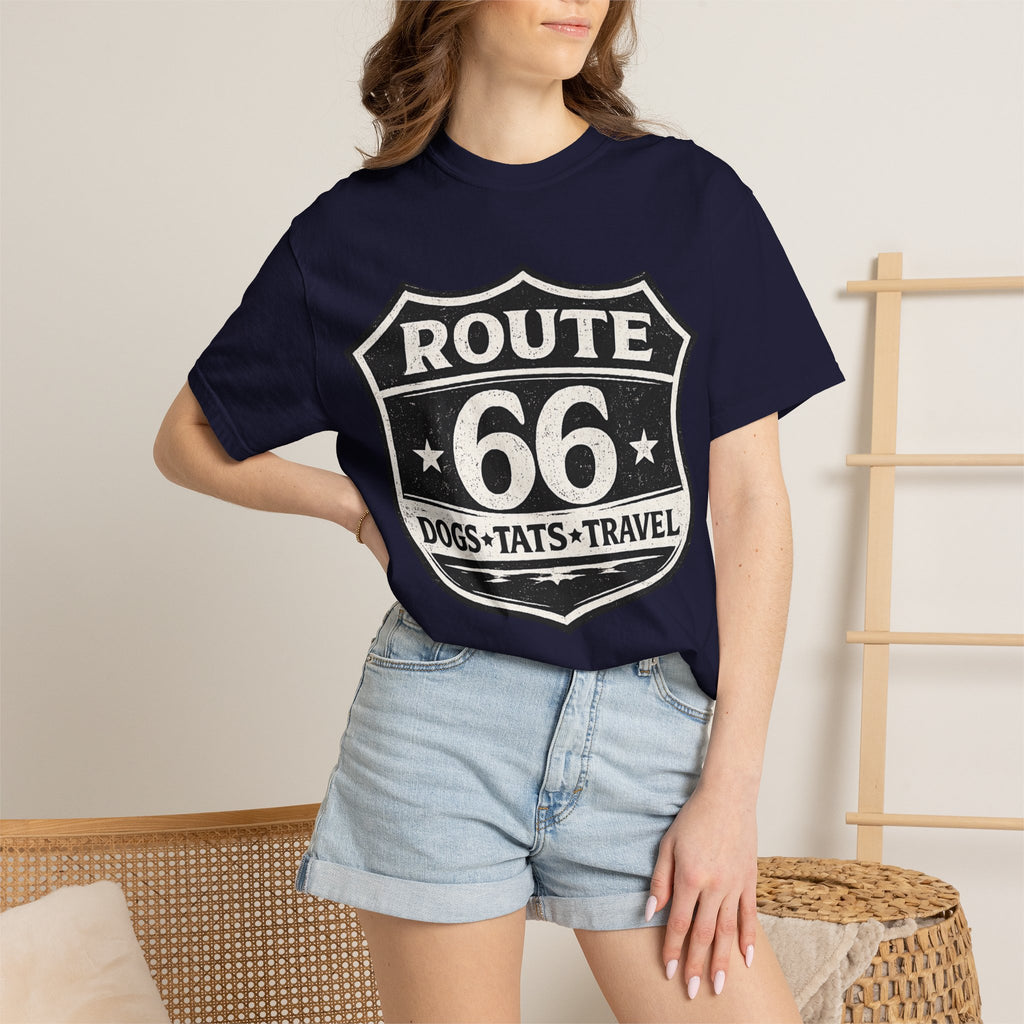 BubbaChubbs Dogs Tats Travel Route 66 Tee Printify