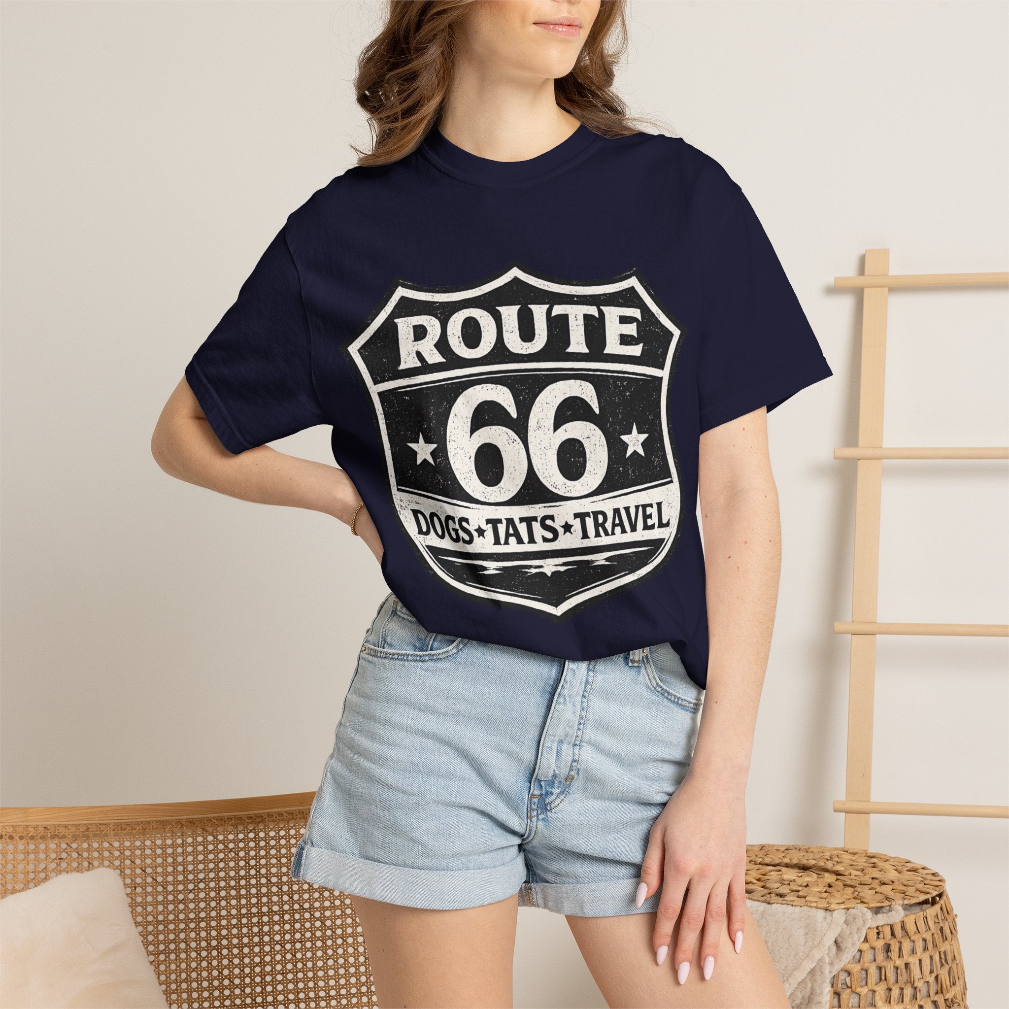 BubbaChubbs Dogs Tats Travel Route 66 Tee Printify