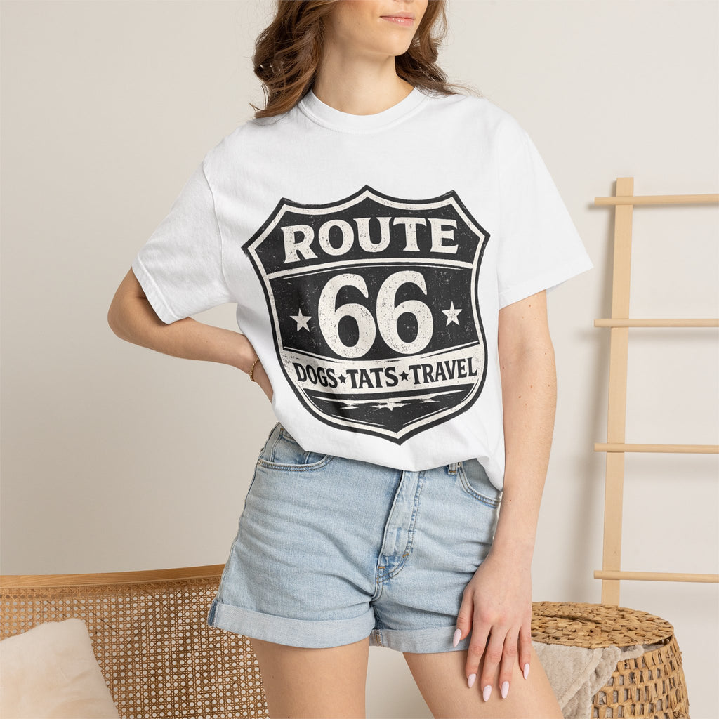 BubbaChubbs Dogs Tats Travel Route 66 Tee Printify