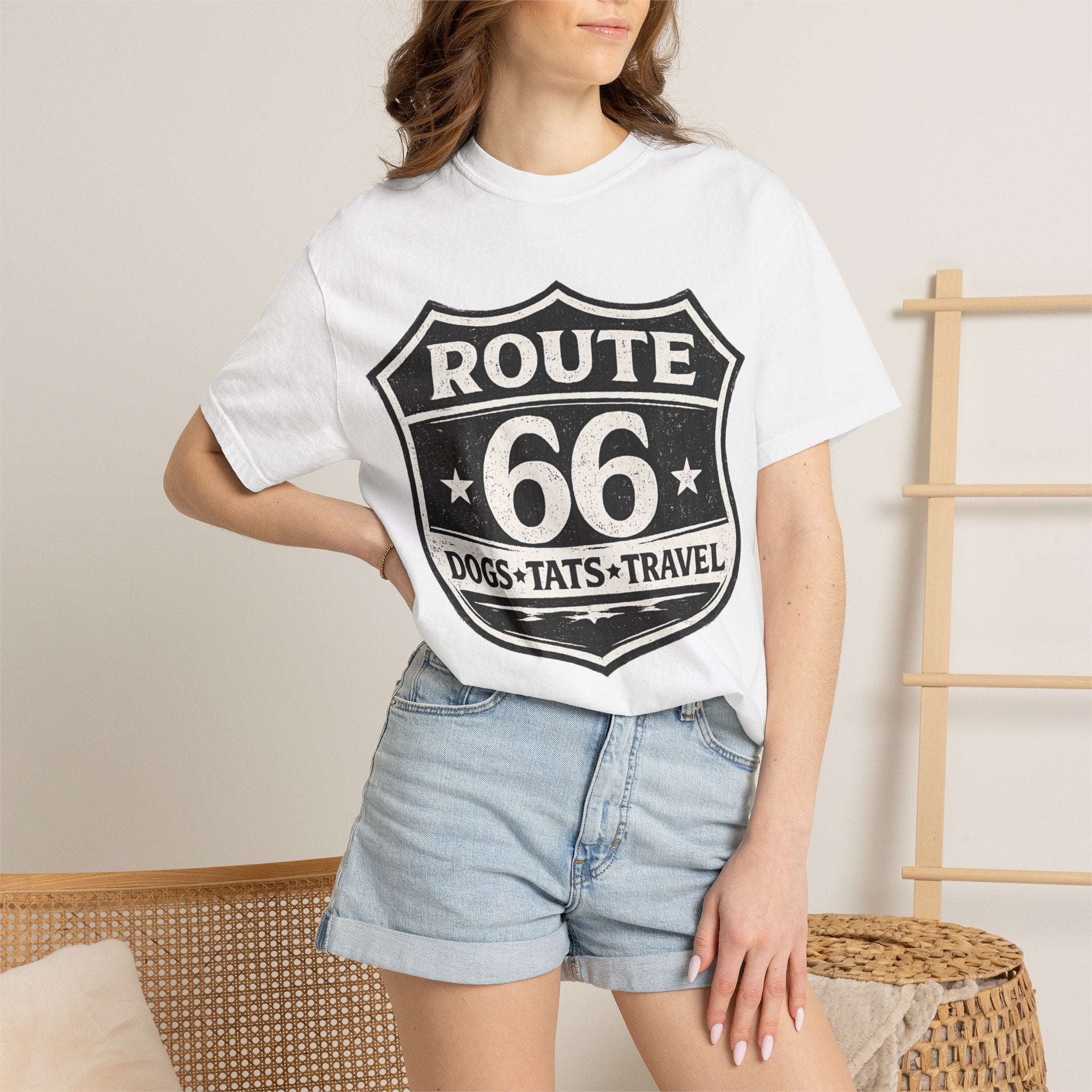 BubbaChubbs Dogs Tats Travel Route 66 Tee Printify