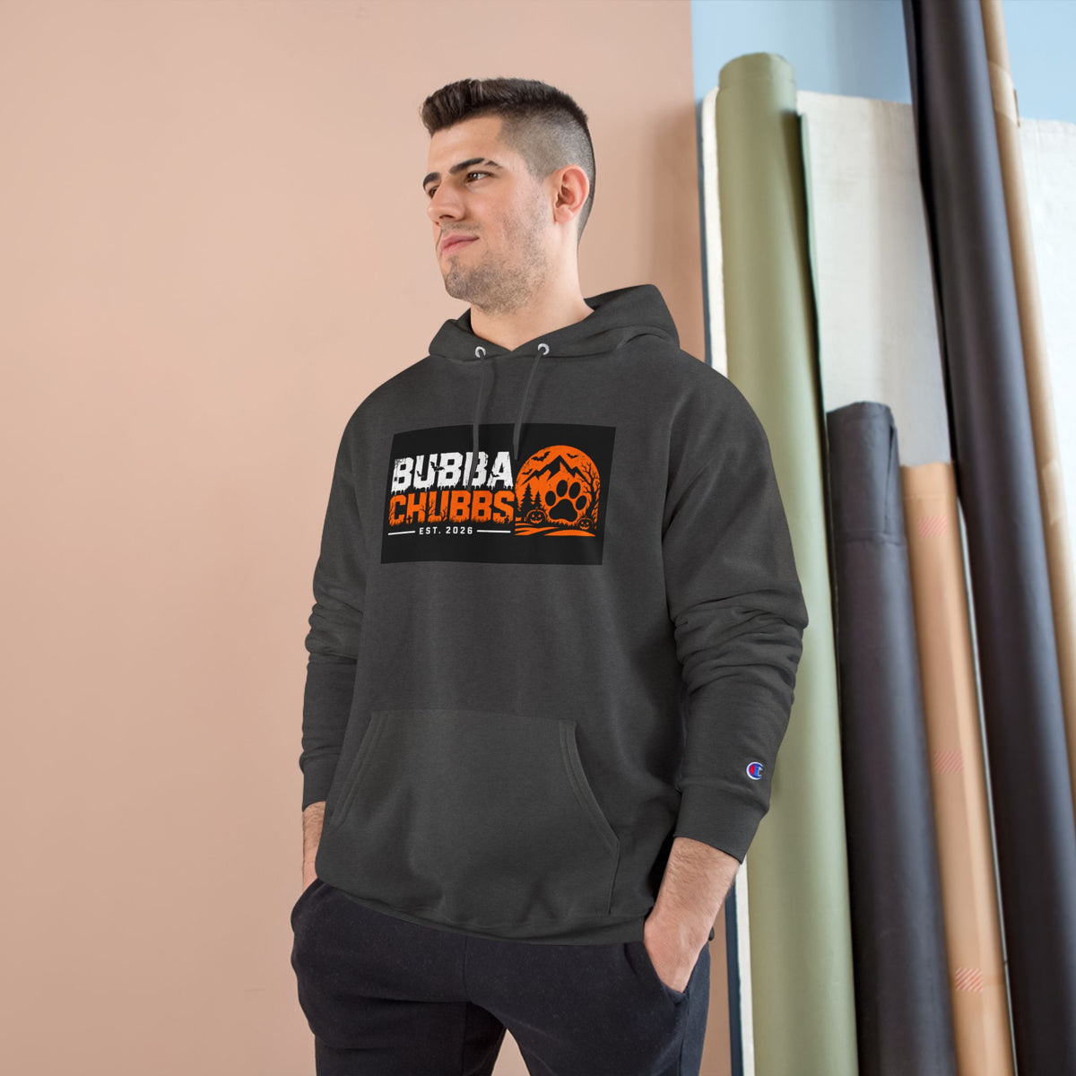 Halloween BubbaChubbs Paw Logo Champion Hoodie