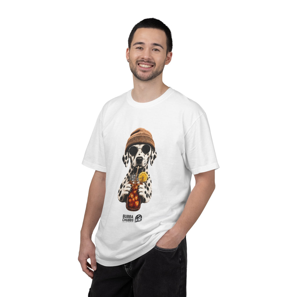 Dalmatian With Bubble Tea T-Shirt — Cute Dog Bubble Tea Graphic Tee Printify