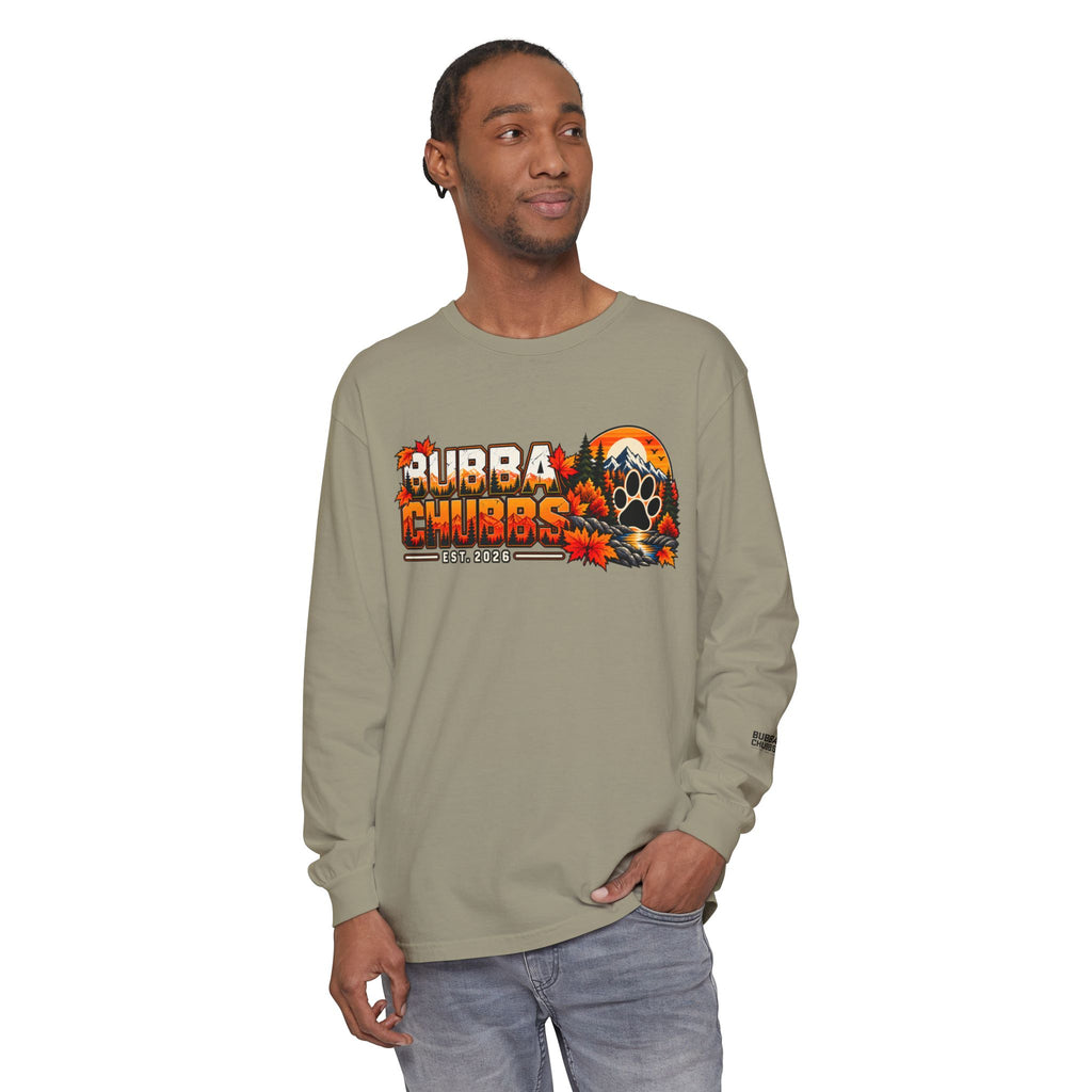 BubbaChubbs Fall Pawprint Long Sleeve Tee — Cozy Autumn Pawprint Graphic