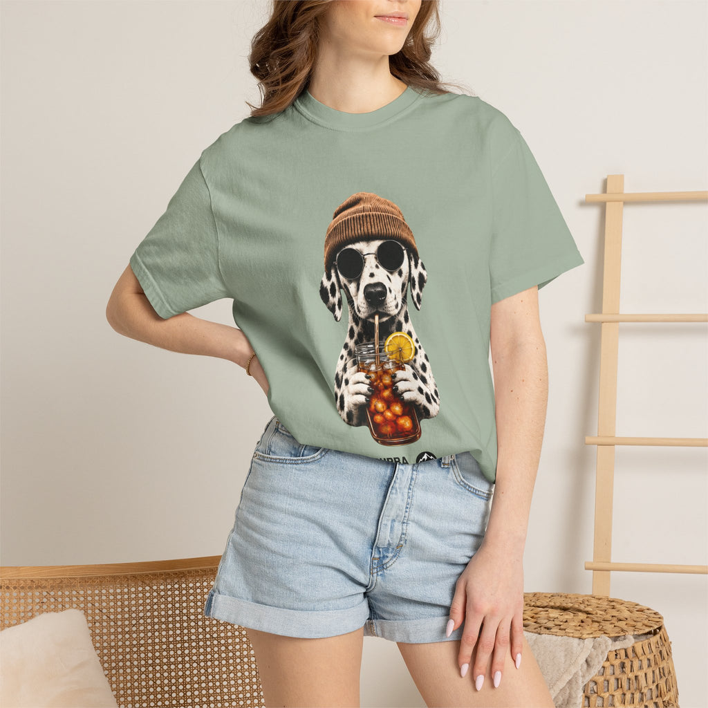 Dalmatian With Bubble Tea T-Shirt — Cute Dog Bubble Tea Graphic Tee Printify
