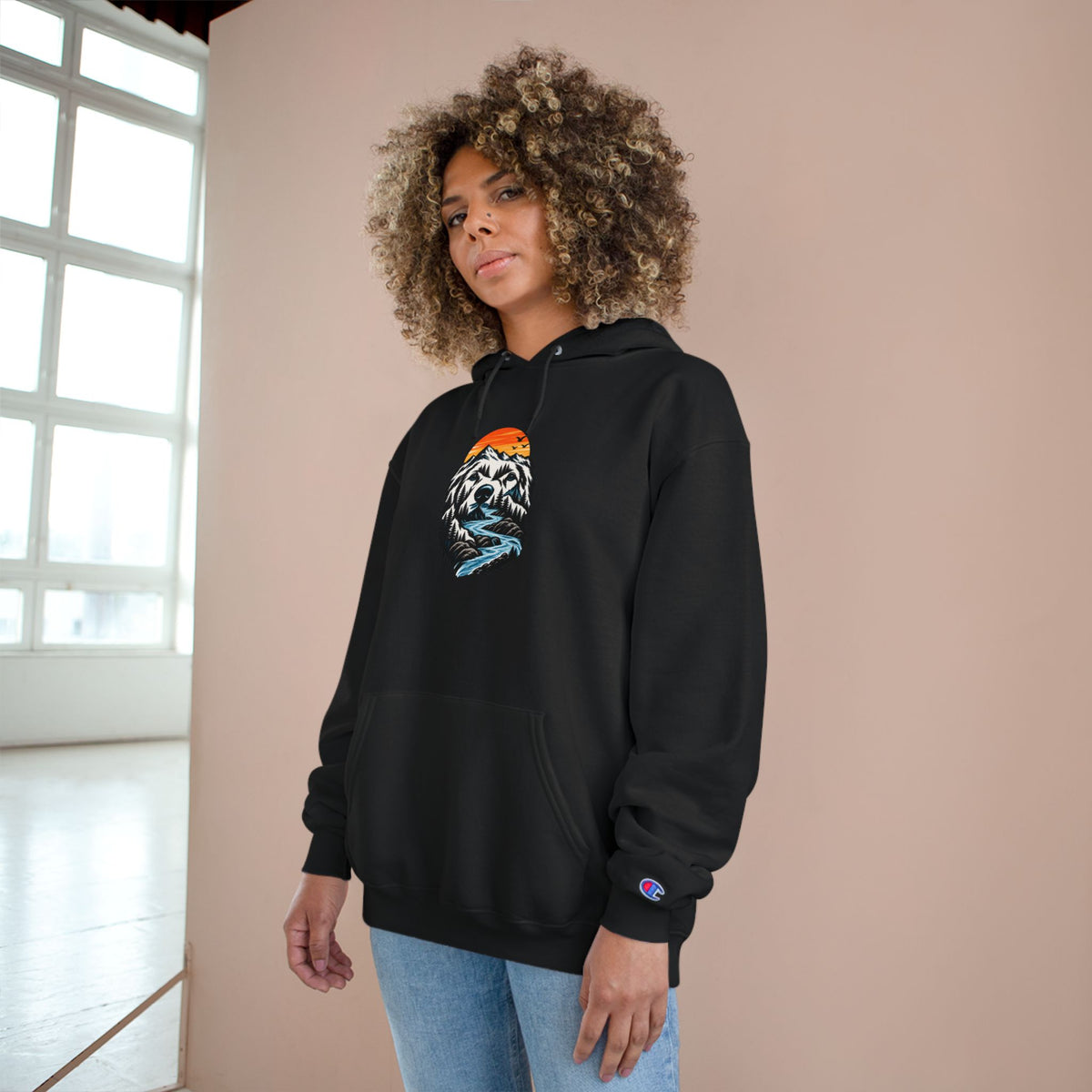 Champion Hoodie — BubbaChubbs Dog Sunset Graphic Hoodie