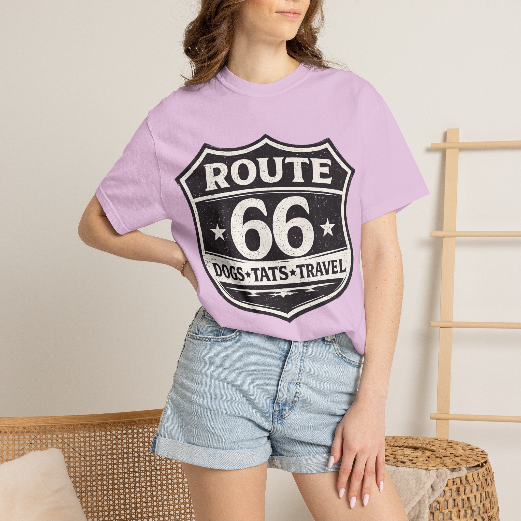 BubbaChubbs Dogs Tats Travel Route 66 Tee Printify
