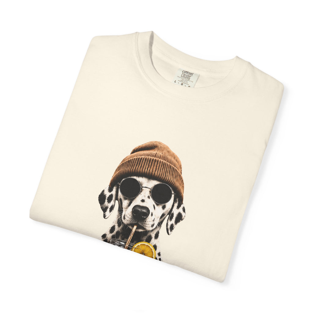 Dalmatian With Bubble Tea T-Shirt — Cute Dog Bubble Tea Graphic Tee Printify