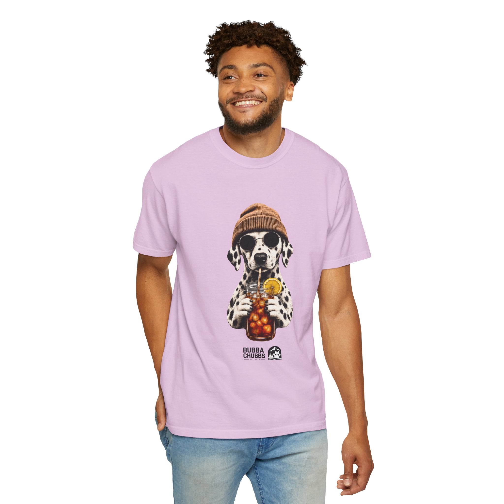Dalmatian With Bubble Tea T-Shirt — Cute Dog Bubble Tea Graphic Tee Printify