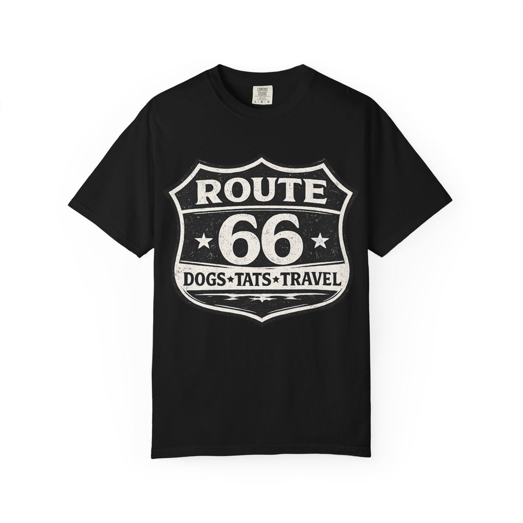 BubbaChubbs Dogs Tats Travel Route 66 Tee Printify