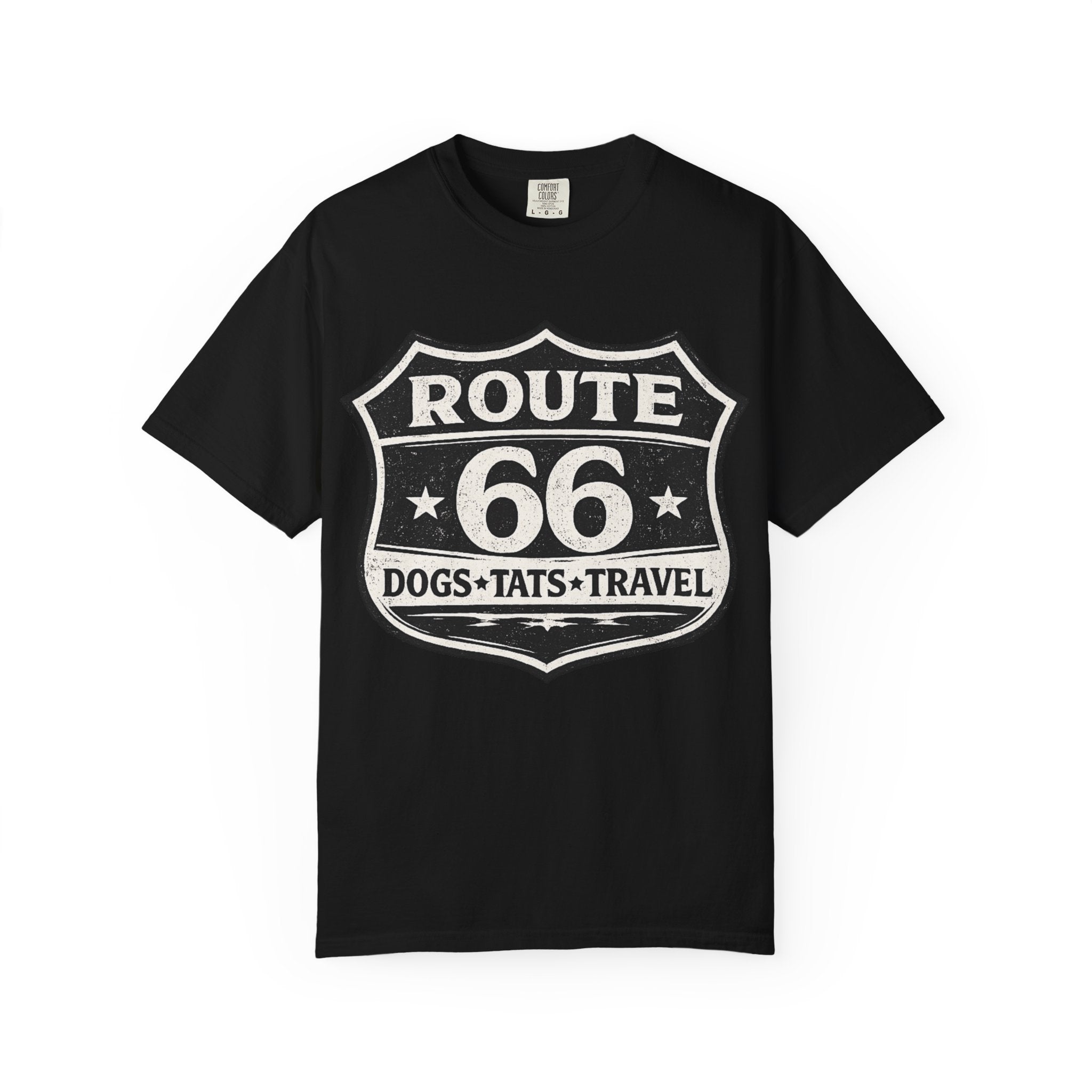 BubbaChubbs Dogs Tats Travel Route 66 Tee Printify