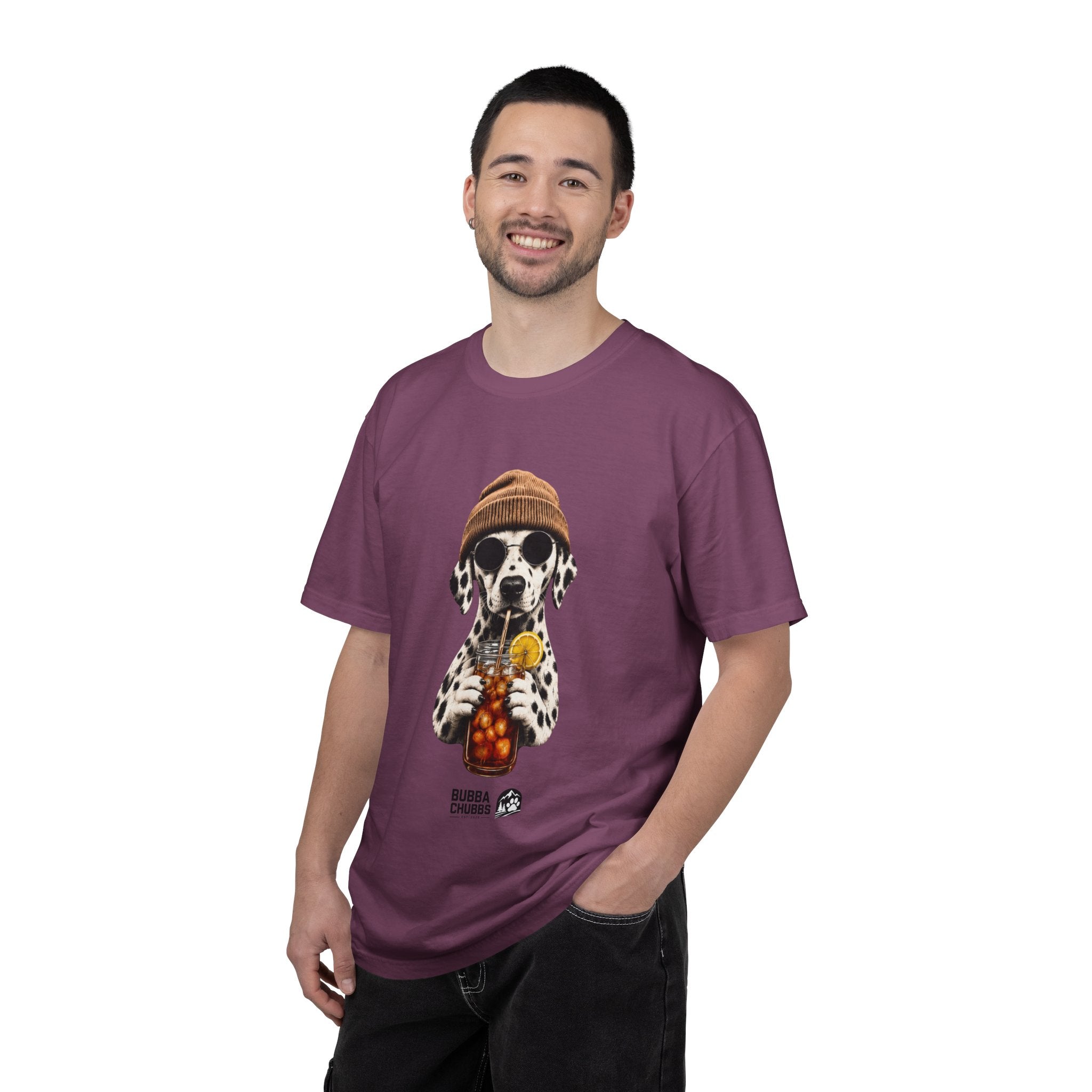 Dalmatian With Bubble Tea T-Shirt — Cute Dog Bubble Tea Graphic Tee Printify