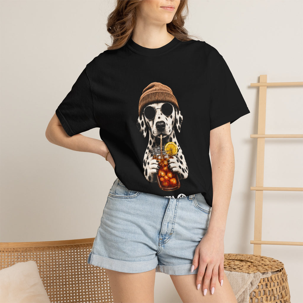 Dalmatian With Bubble Tea T-Shirt — Cute Dog Bubble Tea Graphic Tee Printify