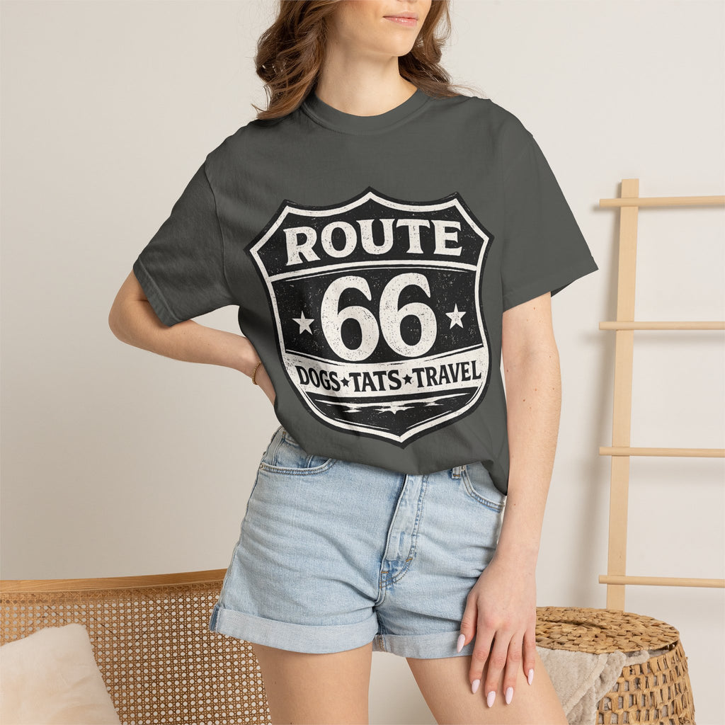 BubbaChubbs Dogs Tats Travel Route 66 Tee Printify