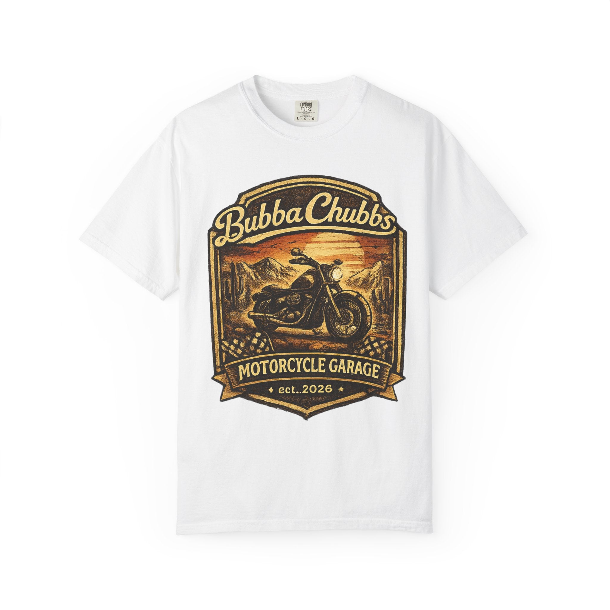 Motorcycle Garage Graphic Tee | BubbaChubbs Biker T-Shirt