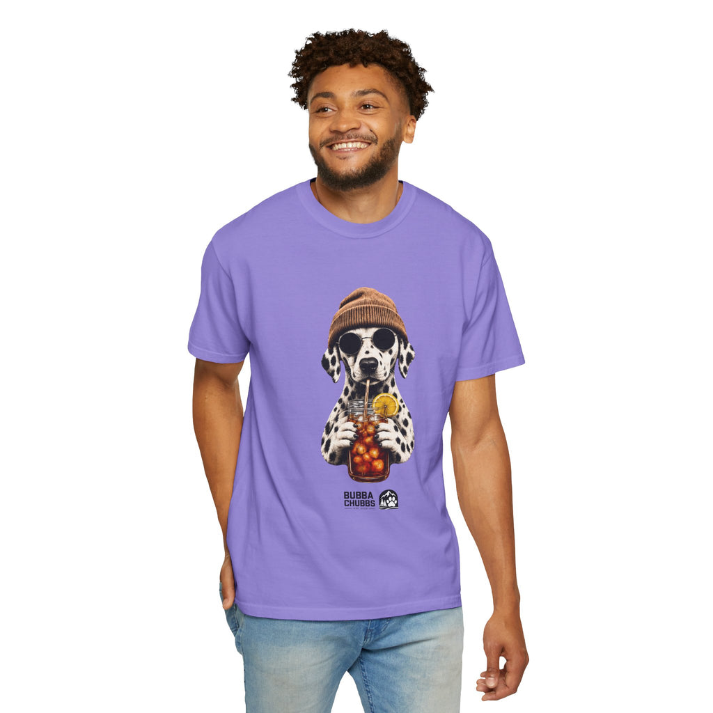 Dalmatian With Bubble Tea T-Shirt — Cute Dog Bubble Tea Graphic Tee Printify