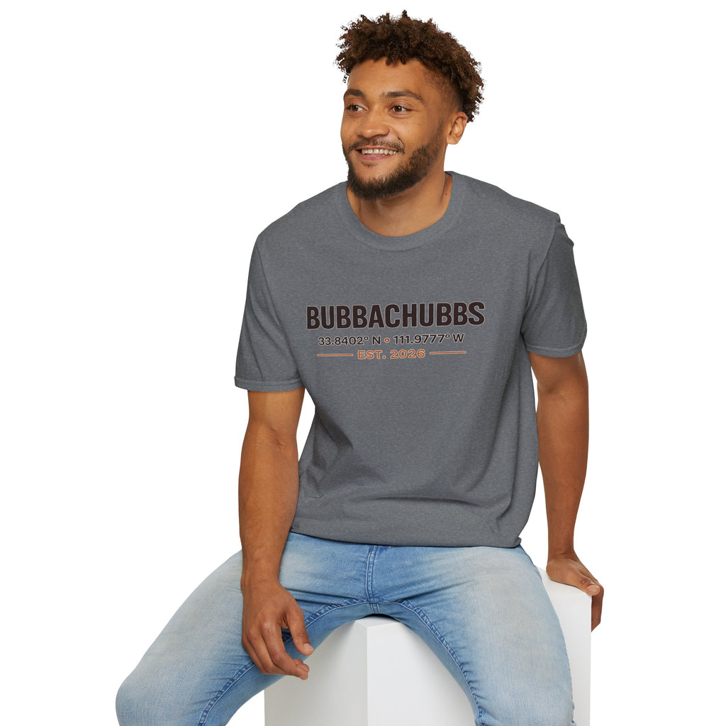 BubbaChubbs Logo front Coordinates Short-Sleeve Tee - BubbaChubbs Brand