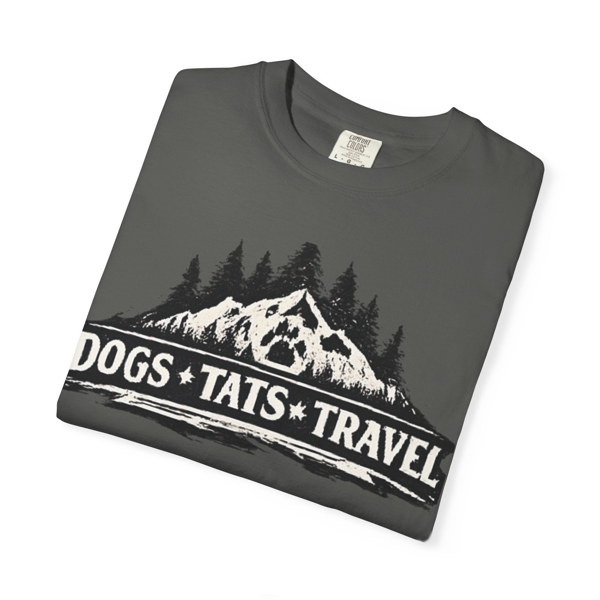 BubbaChubbs Dogs Tats Travel Mountain Tee Printify