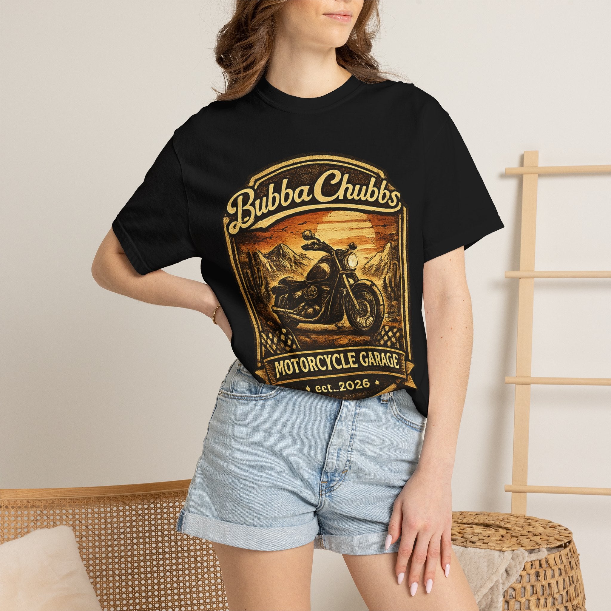 Motorcycle Garage Graphic Tee | BubbaChubbs Biker T-Shirt