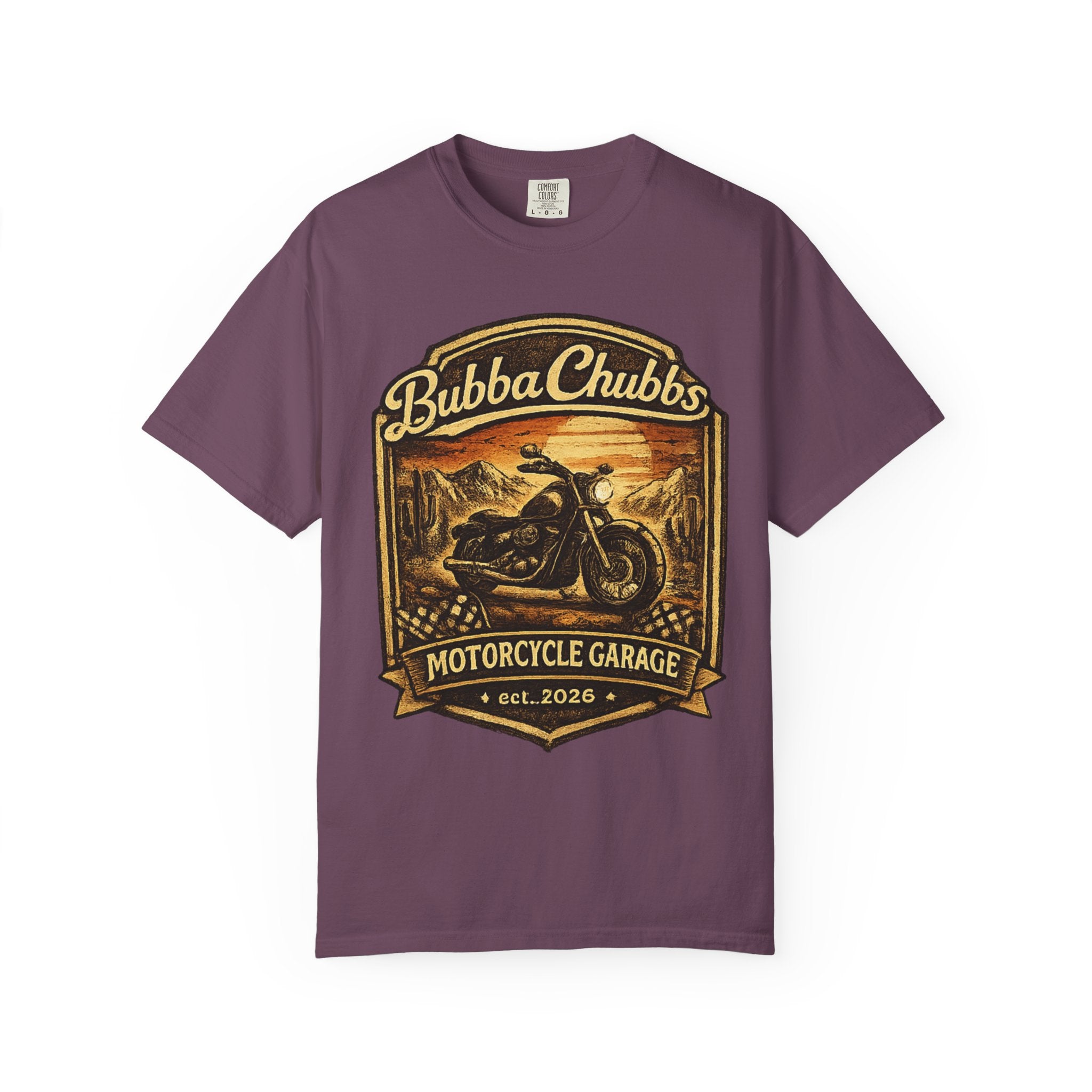 Motorcycle Garage Graphic Tee | BubbaChubbs Biker T-Shirt