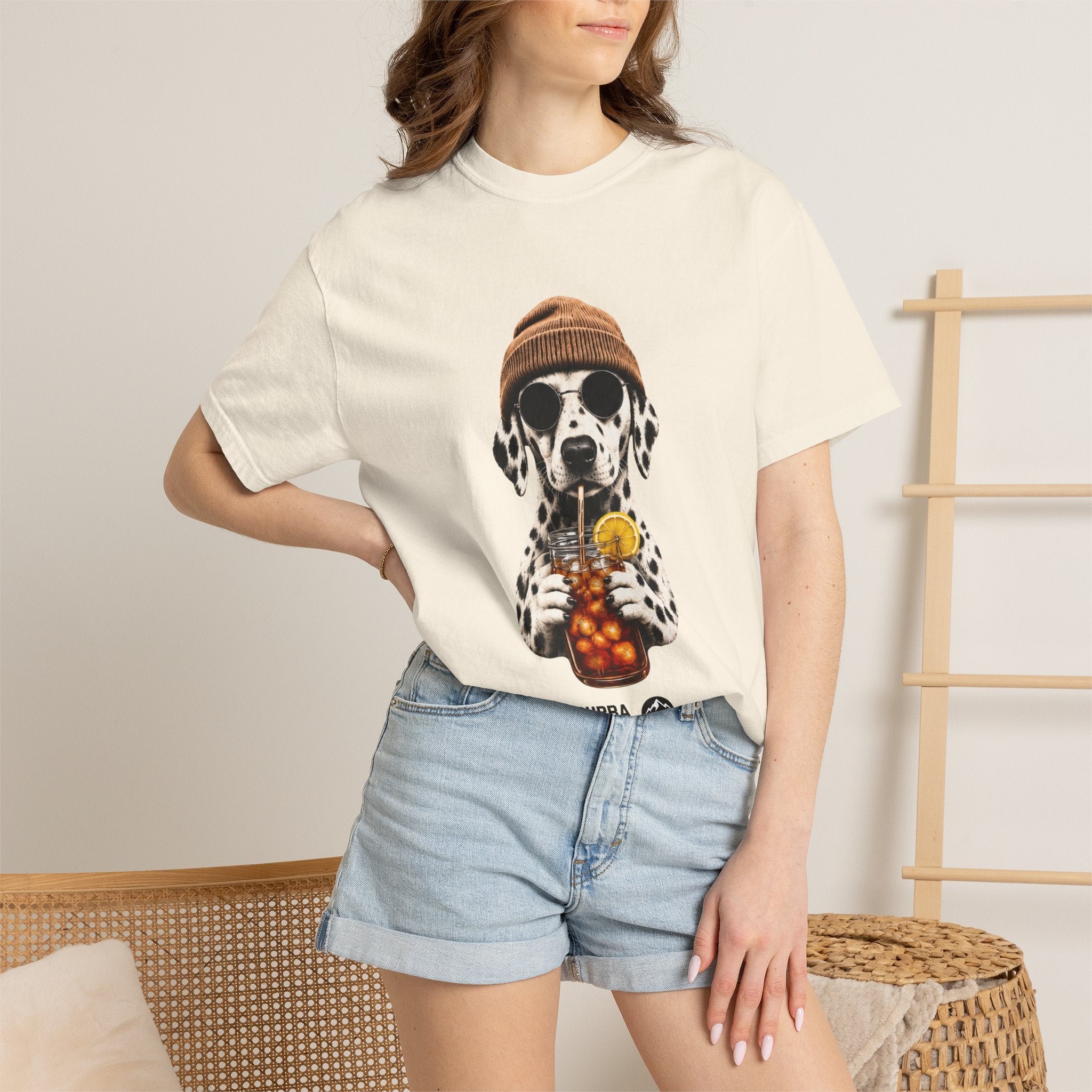 Dalmatian With Bubble Tea T-Shirt — Cute Dog Bubble Tea Graphic Tee Printify