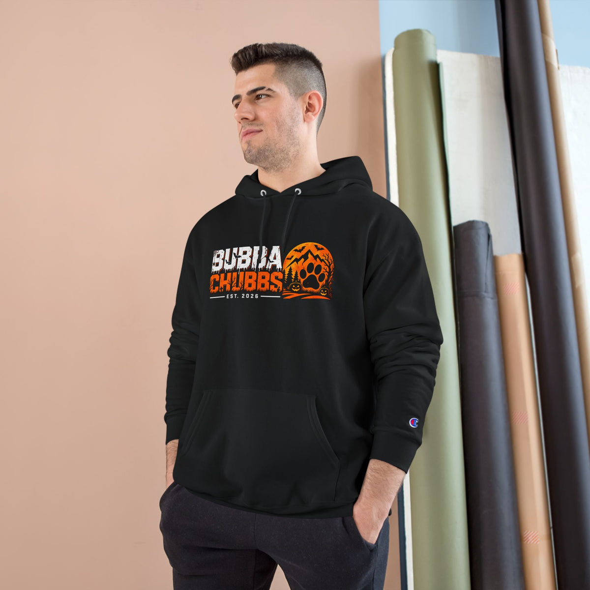 Champion Hoodie — BubbaChubbs Dog Sunset Graphic Hoodie