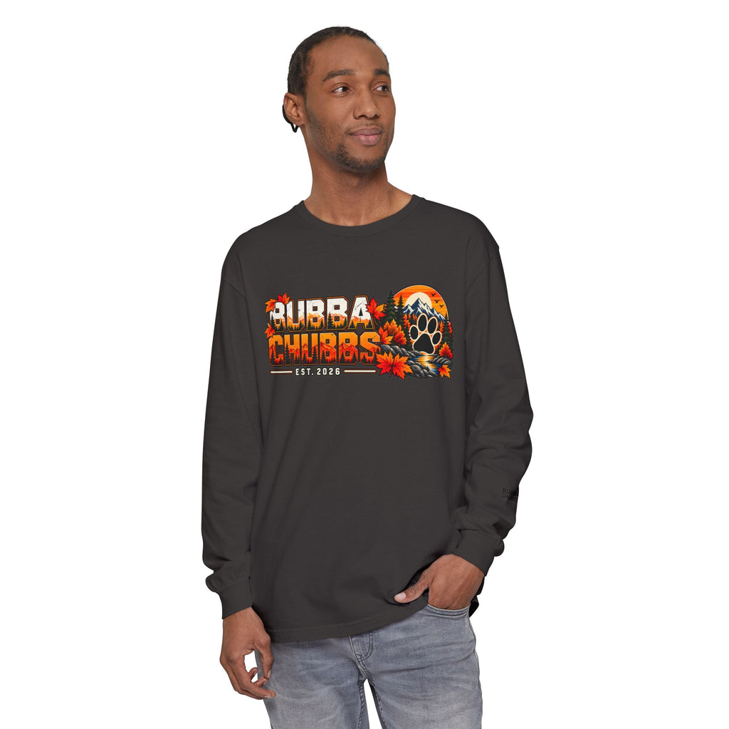BubbaChubbs Fall Pawprint Long Sleeve Tee — Cozy Autumn Pawprint Graphic
