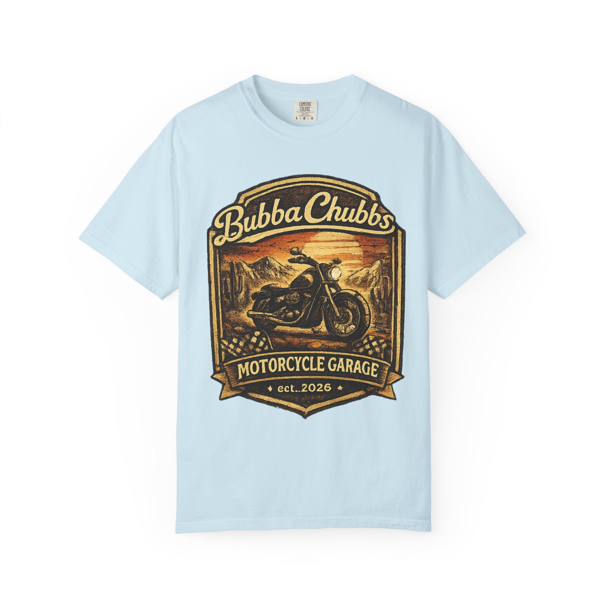 Motorcycle Garage Graphic Tee | BubbaChubbs Biker T-Shirt