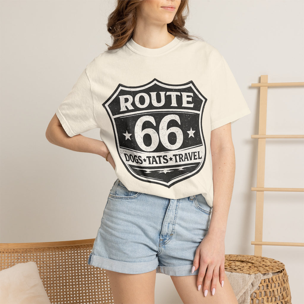 BubbaChubbs Dogs Tats Travel Route 66 Tee Printify