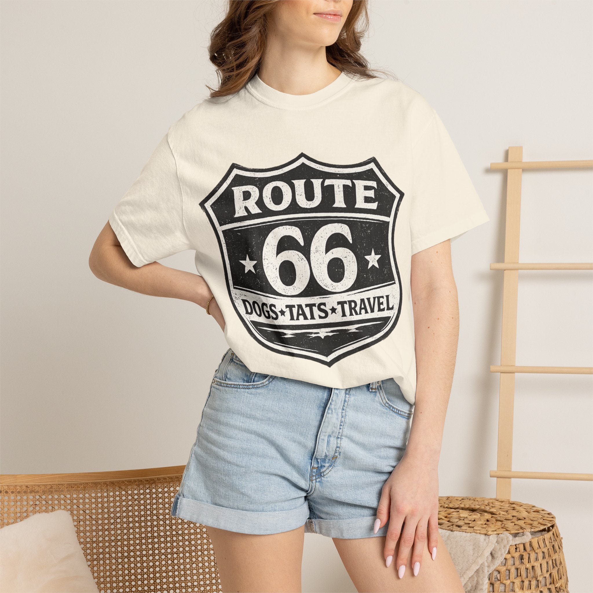 BubbaChubbs Dogs Tats Travel Route 66 Tee Printify