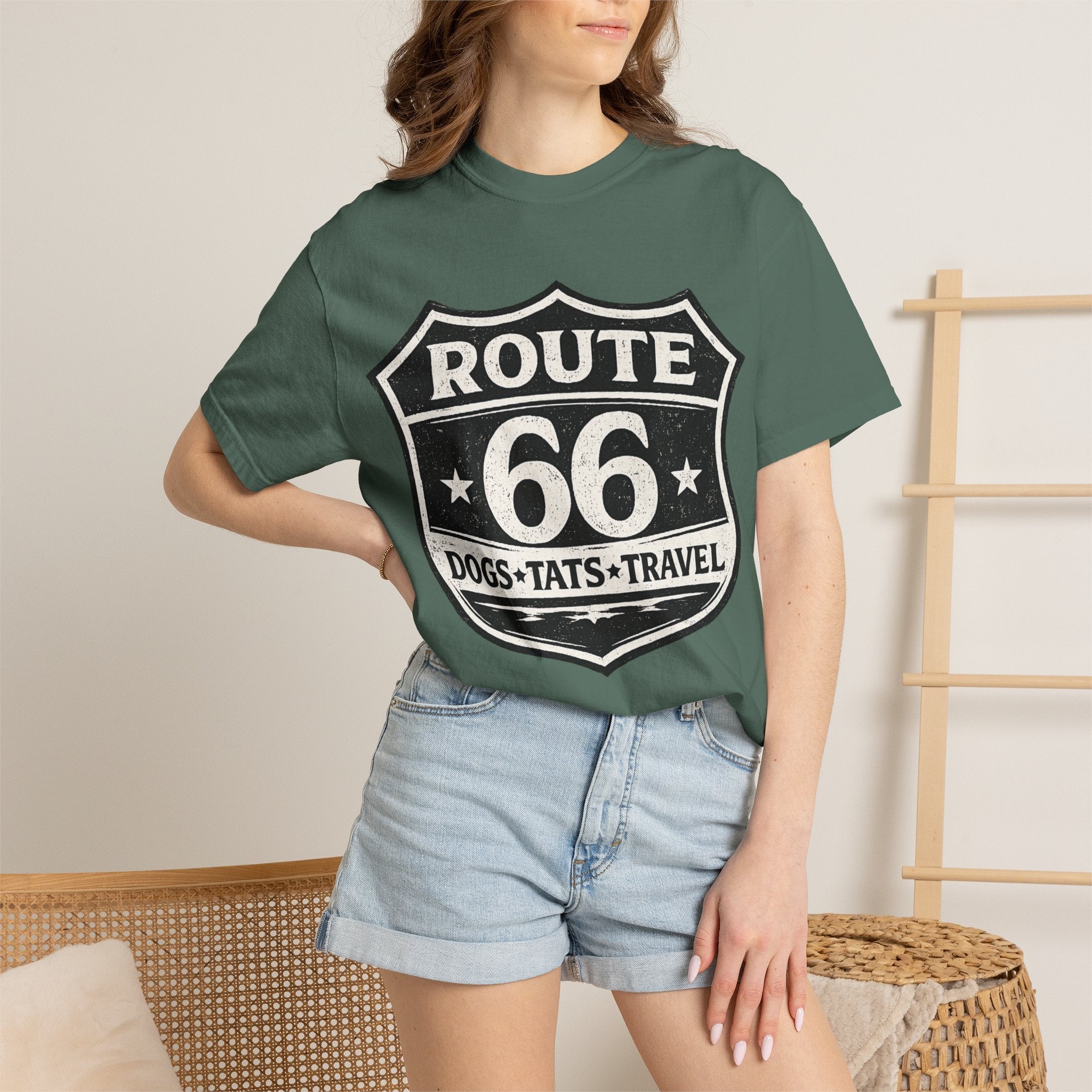 BubbaChubbs Dogs Tats Travel Route 66 Tee Printify