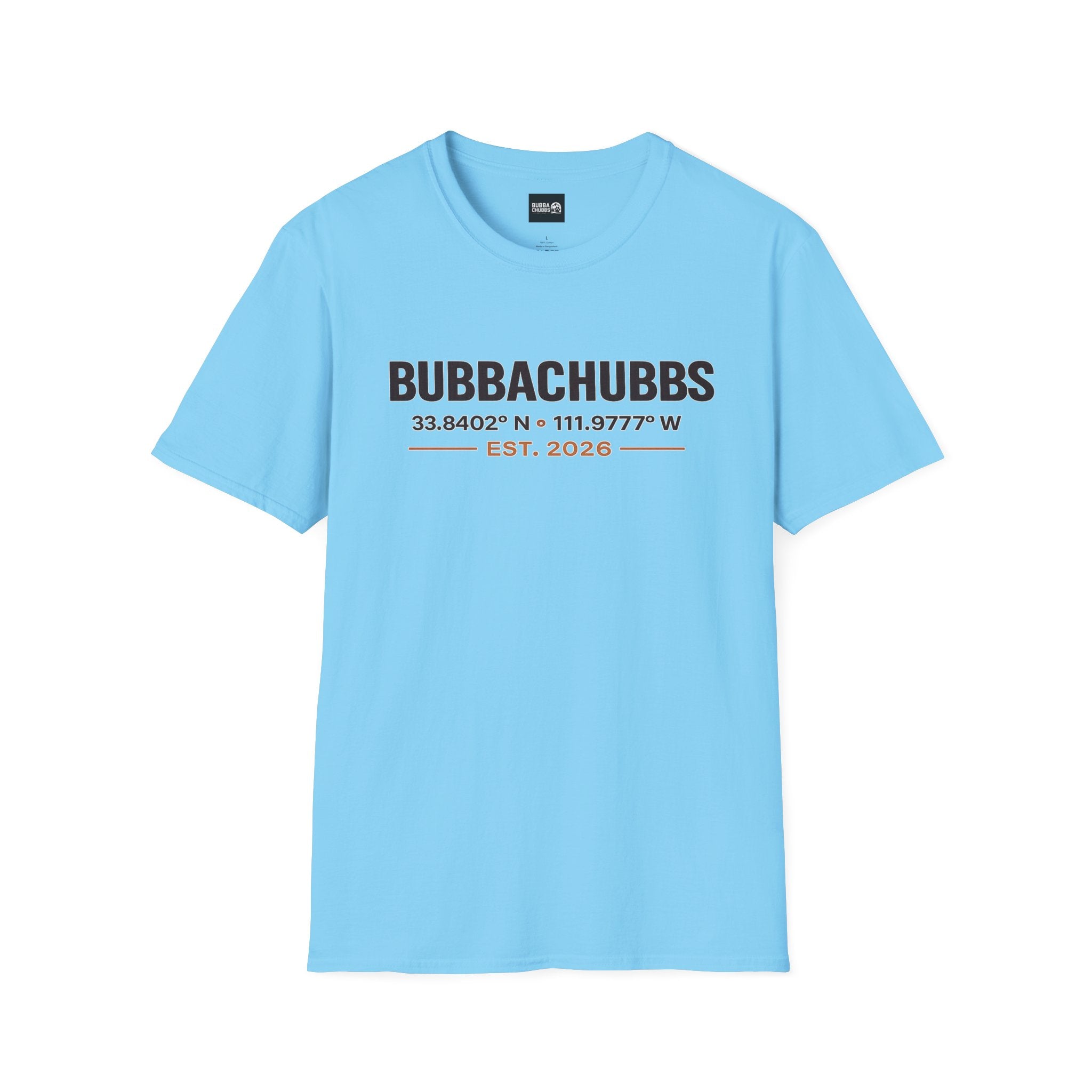 BubbaChubbs Logo front Coordinates Short-Sleeve Tee - BubbaChubbs Brand