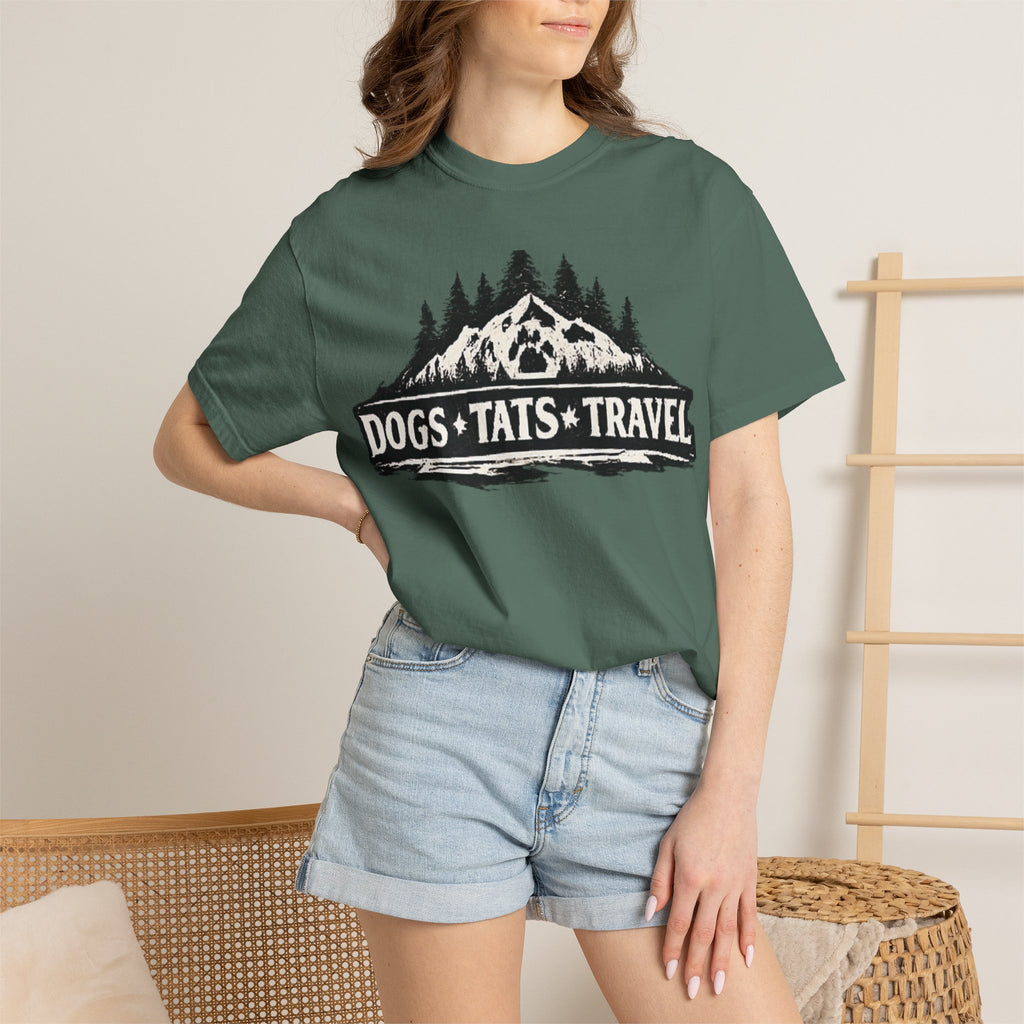 BubbaChubbs Dogs Tats Travel Mountain Tee Printify