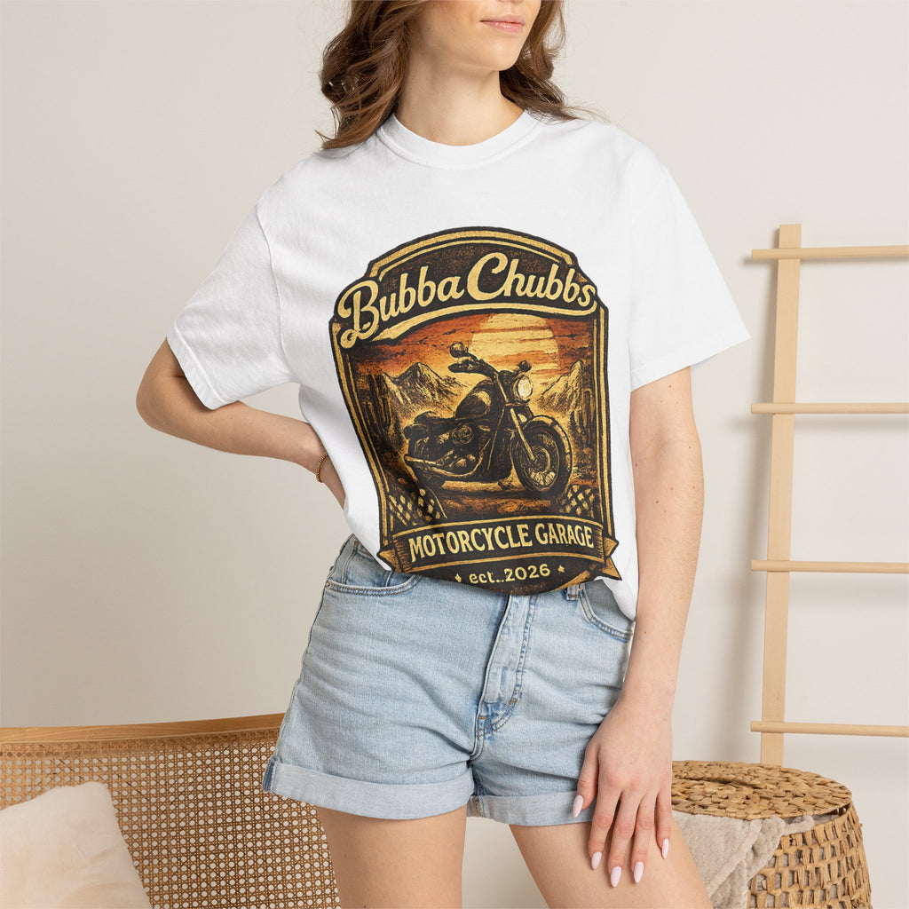 Motorcycle Garage Graphic Tee | BubbaChubbs Biker T-Shirt