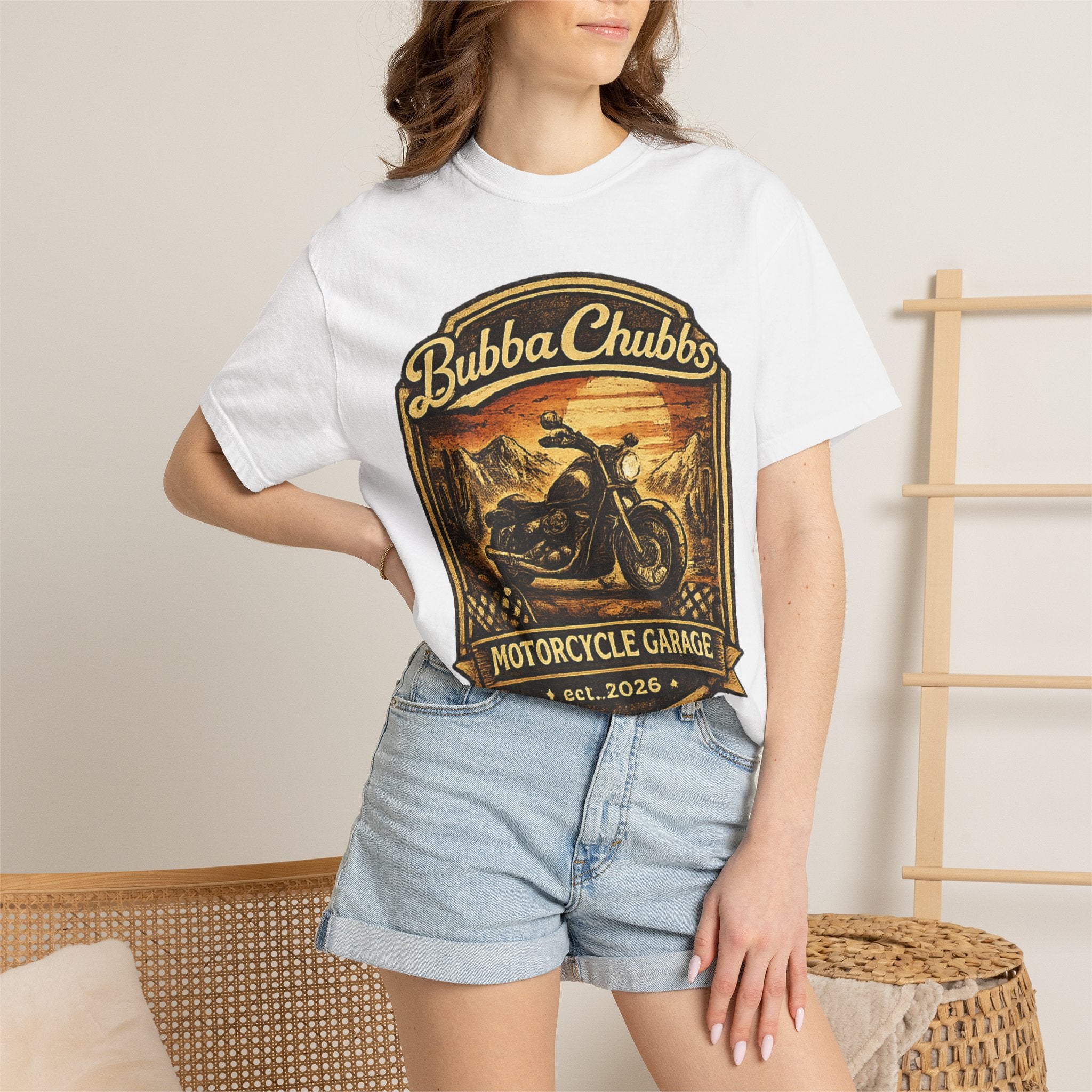 Motorcycle Garage Graphic Tee | BubbaChubbs Biker T-Shirt