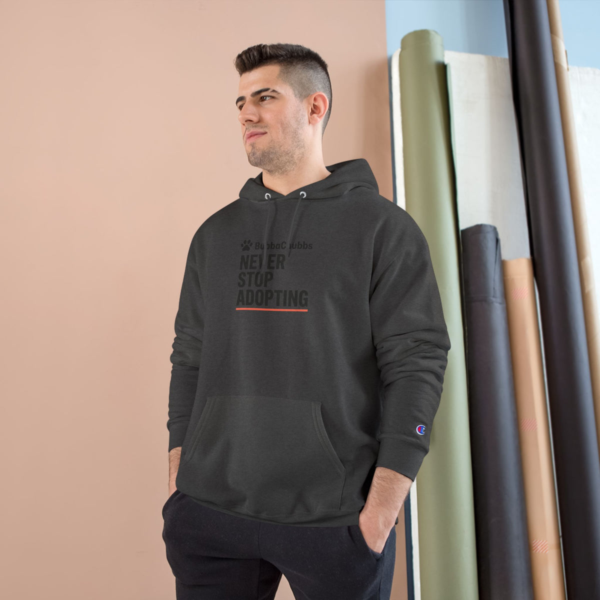 Never Stop Adopting Hoodie - Animal Rescue Champion Sweatshirt