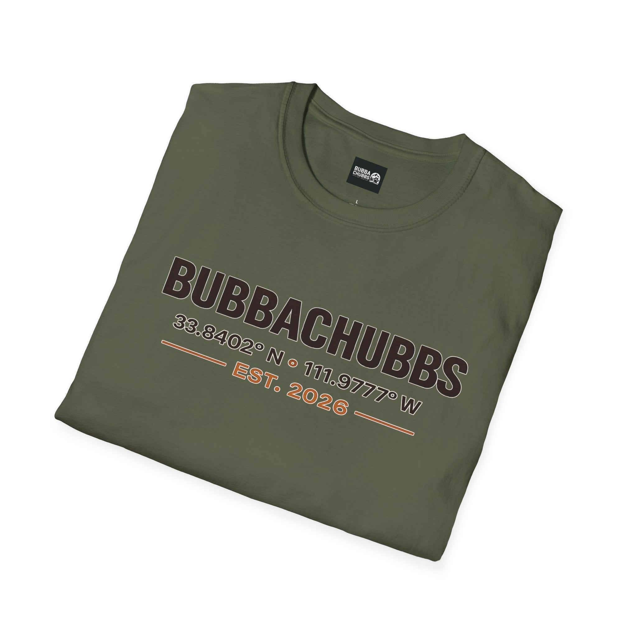 BubbaChubbs Logo front Coordinates Short-Sleeve Tee - BubbaChubbs Brand